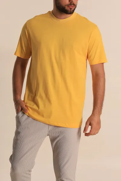 Sarı Relaxed Fit Basic Erkek Tişört 279902