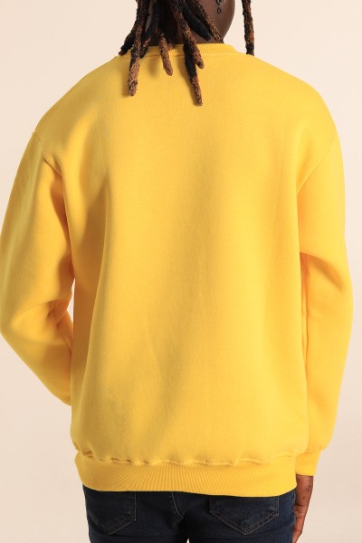 Sarı Relaxed Fit Basic Şardonlu Erkek Sweatshirt 204794