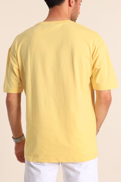 Sarı Sacramento Baskılı Oversize Erkek Tişört 186061