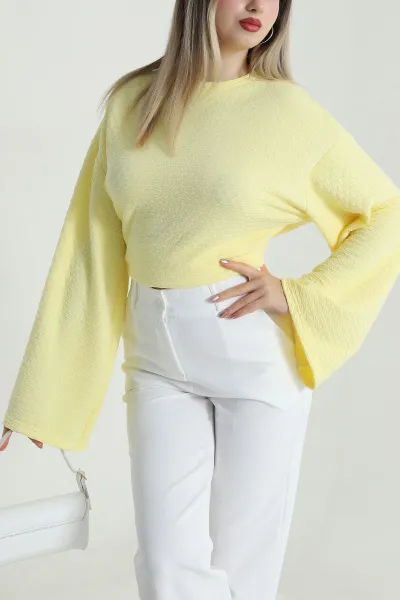 Sarı Salaş Kol Buble Kadın Bluz 487514
