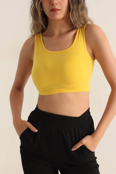 Sarı Sandy Kumaş Crop 187644