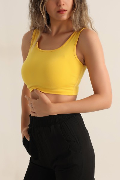 Sarı Sandy Kumaş Crop 187644