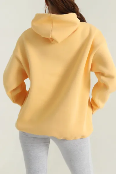 Sarı Şardonlu Kadın Fermuarsız Sweat 400554