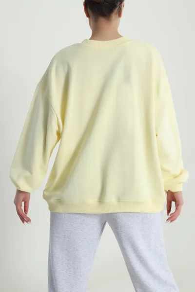 Sarı Şardonsuz Salaş Üç İp Kadın Sweat 487486