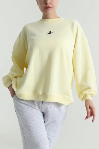 Sarı Şardonsuz Salaş Üç İp Kadın Sweat 487486