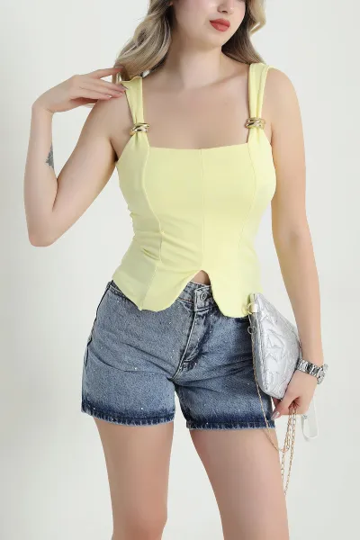 Sarı Scuba Kolsuz Kadın Bluz 470576