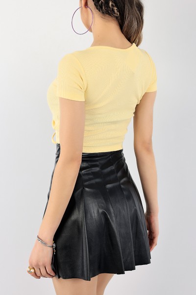Sarı Sıkmalı Fitilli Bluz 97487