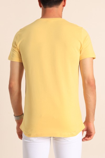 Sarı Slim Fit Baskılı Erkek Tişört 181963