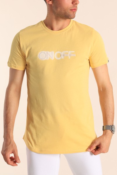 Sarı Slim Fit Baskılı Erkek Tişört 181963