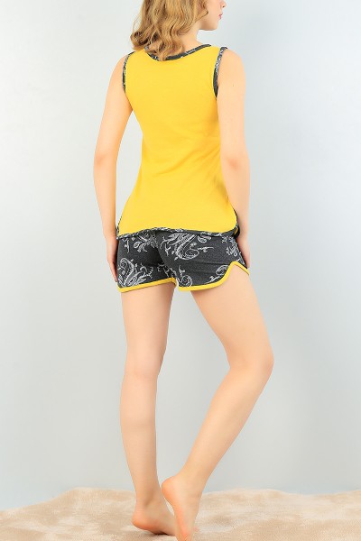 Sarı Şort Atlet Bayan Pijama Takımı 64216
