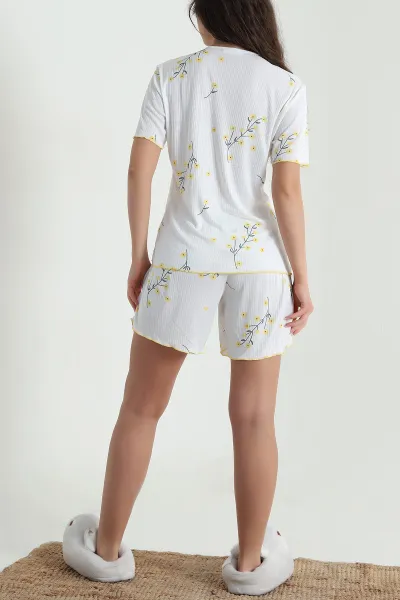 Sarı Şortlu Kaşkorse Kadın Pijama Takımı 462230
