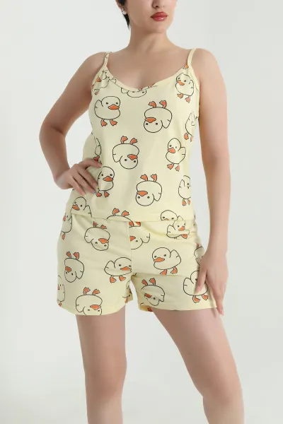 Sarı Şortlu Süprem Kadın Pijama Takımı 466531