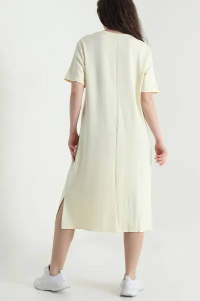 Sarı Taşlı Likralı Kristal Kadın Elbise 452837