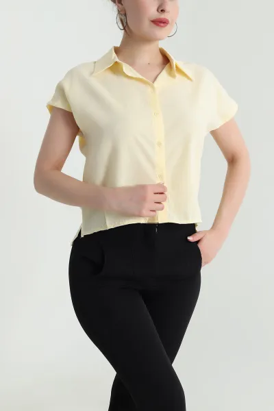 Sarı Tensel Modal Kadın Gömlek 475183