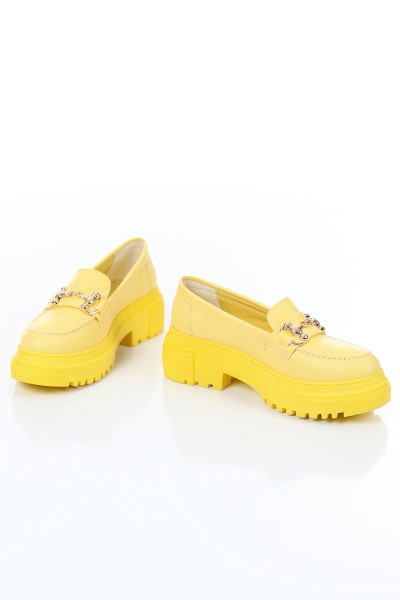 Sarı Tokalı Kalın Taban Loafer Ayakkabı 157366