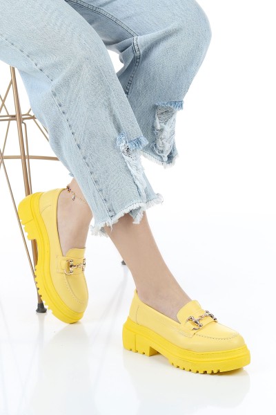Sarı Tokalı Kalın Taban Loafer Ayakkabı 157366