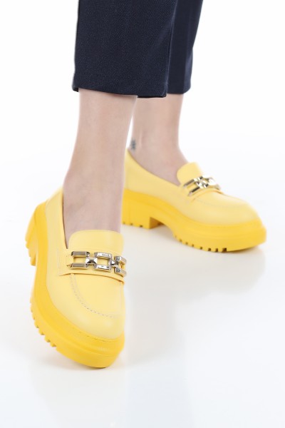 Sarı Tokalı Kalın Taban Loafer Ayakkabı 158651