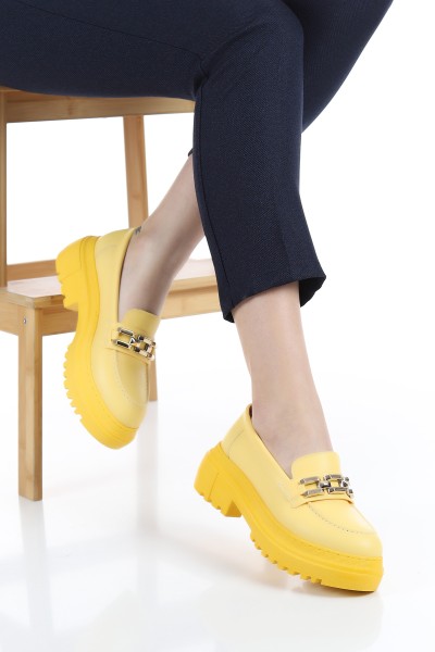 Sarı Tokalı Kalın Taban Loafer Ayakkabı 158651