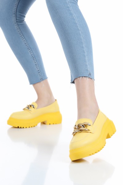 Sarı Tokalı Kalın Taban Loafer Ayakkabı 158652