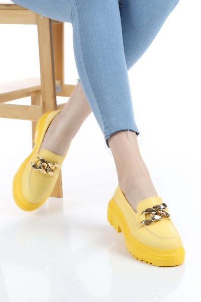 Sarı Tokalı Kalın Taban Loafer Ayakkabı 158652