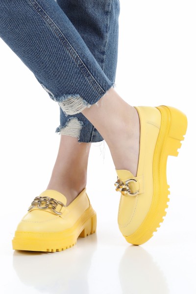 Sarı Tokalı Kalın Taban Loafer Ayakkabı 158653