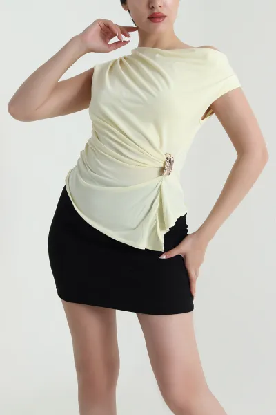 Sarı Tokalı Sandy Kadın Bluz 465411