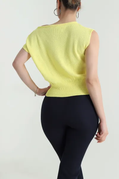 Sarı Tokalı Triko Kadın Bluz 477619