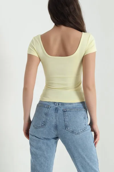 Sarı U Yaka Buzzy Kadın Bluz 456270
