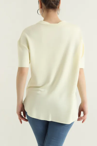 Sarı V Yaka Oval Kesim Oysho Kadın Bluz 433841
