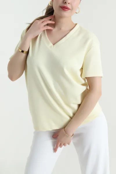 Sarı V Yaka Oysho Kadın Üst 441441