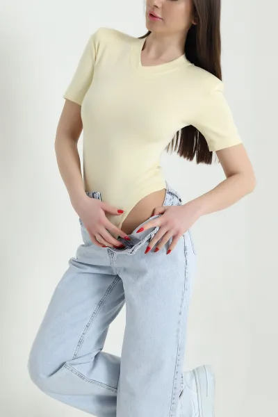 Sarı Vatkalı Oysho Kadın Zıbın Bluz 439836