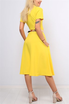Sarı Yakalı Bayan Elbise 8223B