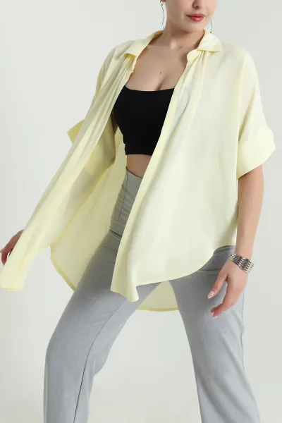 Sarı Yakalı Viskoz Kadın Kimono 481149
