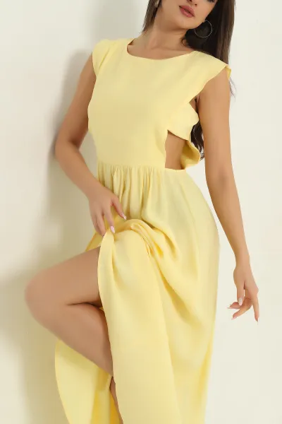 Sarı Yan Bant Detay Kadın Modal Elbise 374564
