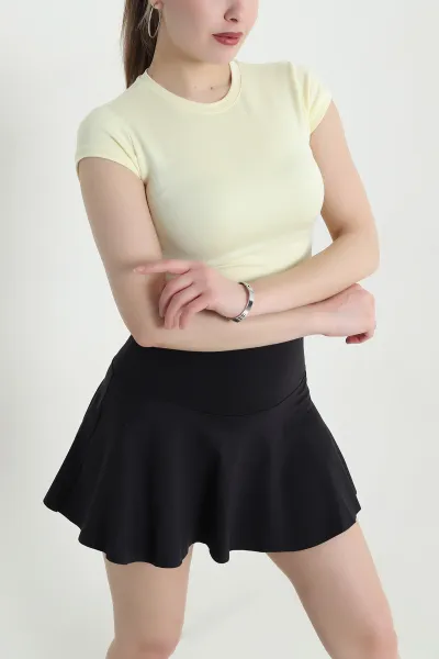 Sarı Yanları Büzgülü Buzzy Kadın Crop 440369