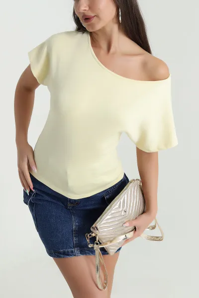 Sarı Yarasa Kol Modal Kadın Bluz 467739