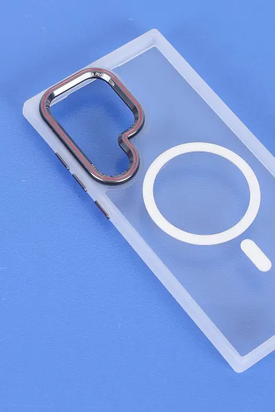 Şeffaf Samsung S23 Ultra Uyumlu Orbit Serisi Kamera Korumalı Magsafe Sert Silikon Telefon Kılıfı 404204