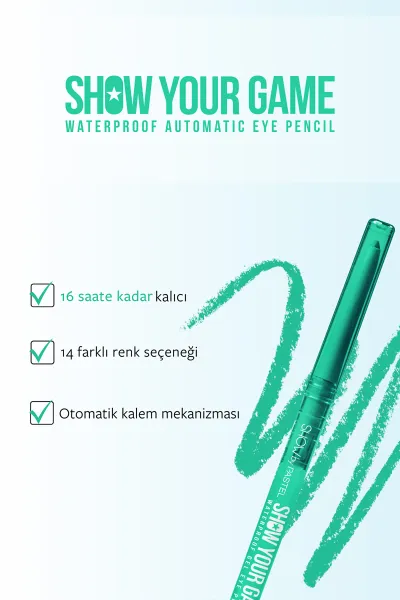Show By Pastel Show Your Game Waterproof Gel Eye Pencil - Suya Dayanıklı Jel Göz Kalemi 411 313443