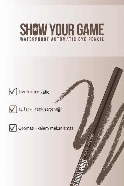 Show by PastelShow Your Game Waterproof Gel Eye Pencil - Jel Göz Kalemi 414 250520