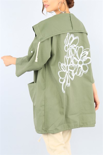 Sırt Baskılı Gabardin Yeşil Bayan Ceket 38467