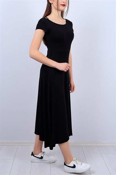 Sırt Çapraz Siyah Bayan Elbise 6850B
