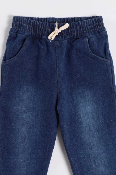 Siyah (1-5 Yaş) Brave Baskılı Yaka Patlı 3 İp Şardonlu Sweatli Kot Pantolonlu Erkek Çocuk Kışlık Takım 496204