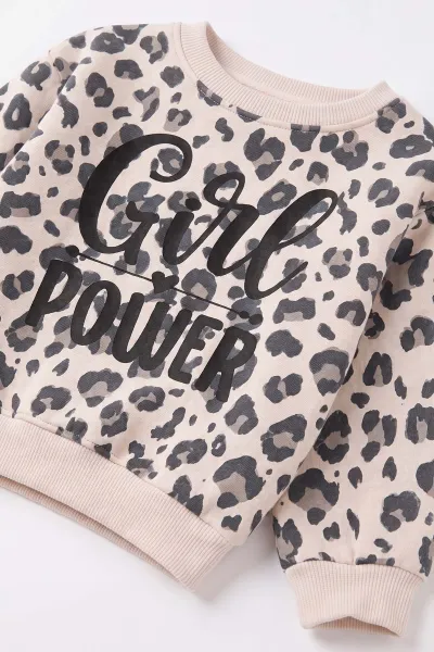 Siyah (1-5 Yaş) Girl Power Baskılı Alt Çimalı İçi Şardonlu Kız Çocuk Kışlık Takım 493959