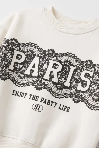 Siyah (1-5 Yaş) Paris Baskılı 3 İp Şardonlu Kız Çocuk Kışlık Takım 501257