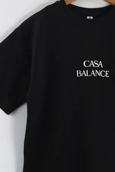 Siyah (10-14 Yaş)Casa Blance  Baskılı   Tişört ve Şortlu Penye Erkek Çocuk 2'li Takım 457162