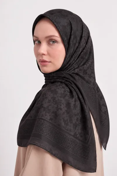 Siyah 100x100 Cm Aura İpeksi Premium Pano Jakar Eşarp 494335