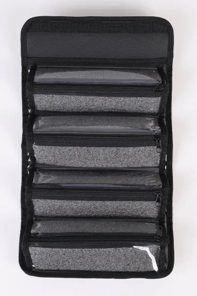 Siyah 10x25 Cm Stilo Kumaş 4 Gözlü Çantalı Kalem Kutu 489531