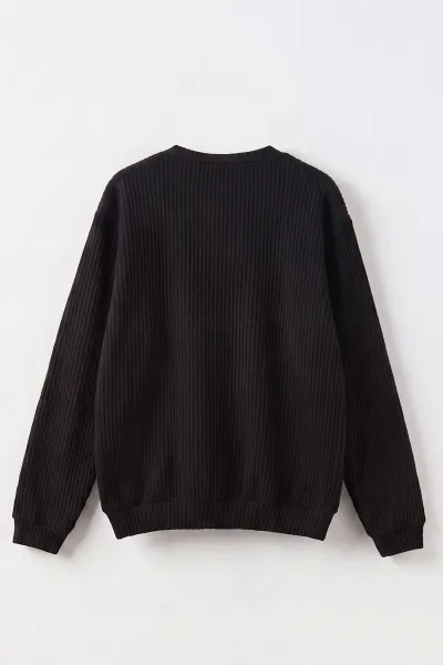 Siyah (5-16 Yaş) Kalp Nakışlı Kız Çocuk Sweatshirt 486507