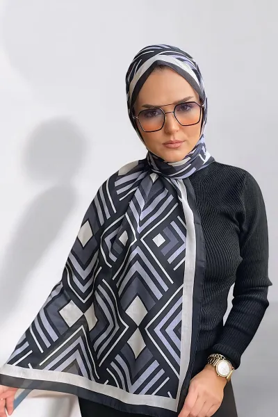 Siyah 180X70 cm Dijital Baskı Desenli Pamuk Şal Marlow 332757