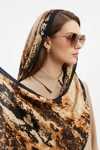 Siyah 180x70 Cm Our Fashion Dijital Baskılı Desenli Bambu Kraş Şal 488558
